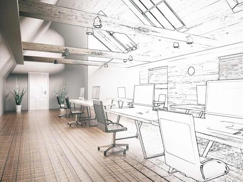 Mặt bằng bàn giao trước khi thi công fitout văn phòng