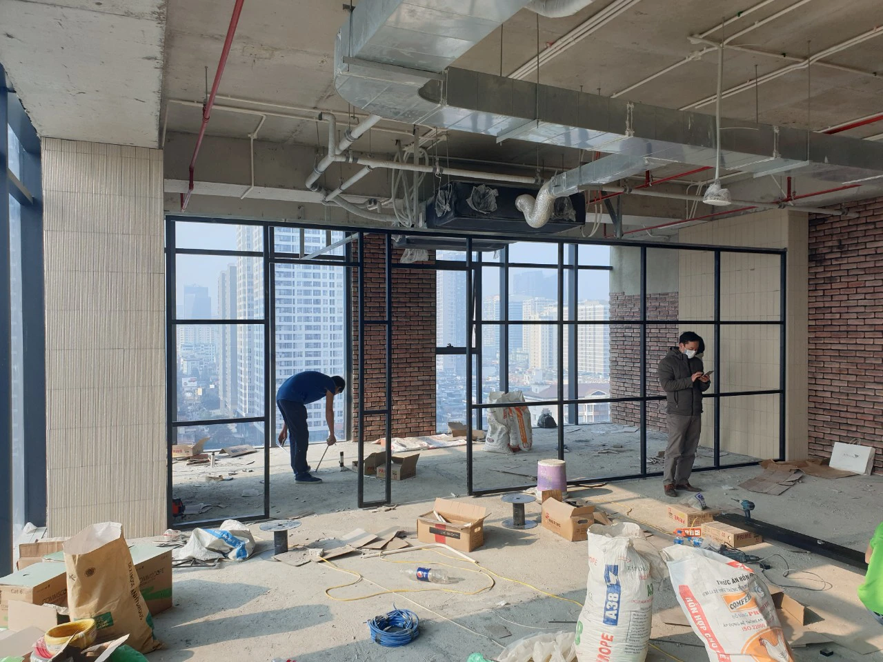 Surveying the actual site before designing an office