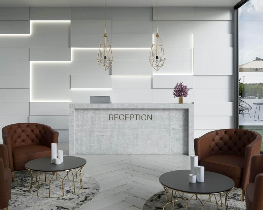 Quầy lễ tân ốp đá cho văn phòng cao cấp